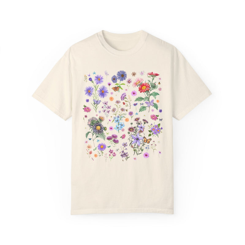 Aster Flower Cottagecore T-Shirt, September Birth Month Flower, Cozy Goblincore Mother's Day Gift, Vintage Botanicals, Wildflower Floral Tee - Opal and June