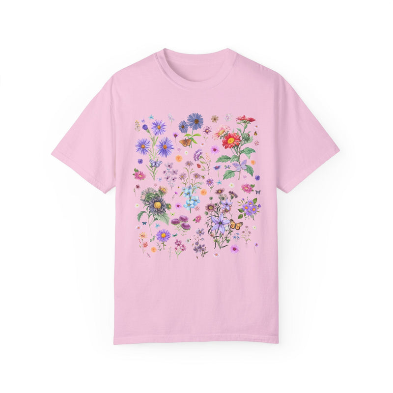 Aster Flower Cottagecore T-Shirt, September Birth Month Flower, Cozy Goblincore Mother's Day Gift, Vintage Botanicals, Wildflower Floral Tee - Opal and June