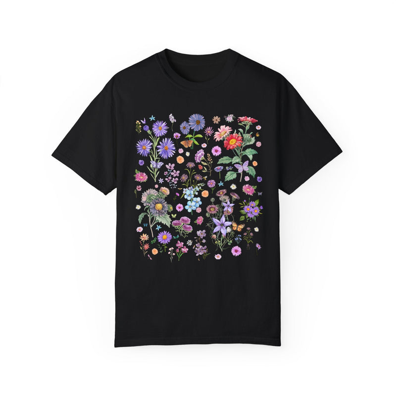 Aster Flower Cottagecore T-Shirt, September Birth Month Flower, Cozy Goblincore Mother's Day Gift, Vintage Botanicals, Wildflower Floral Tee - Opal and June