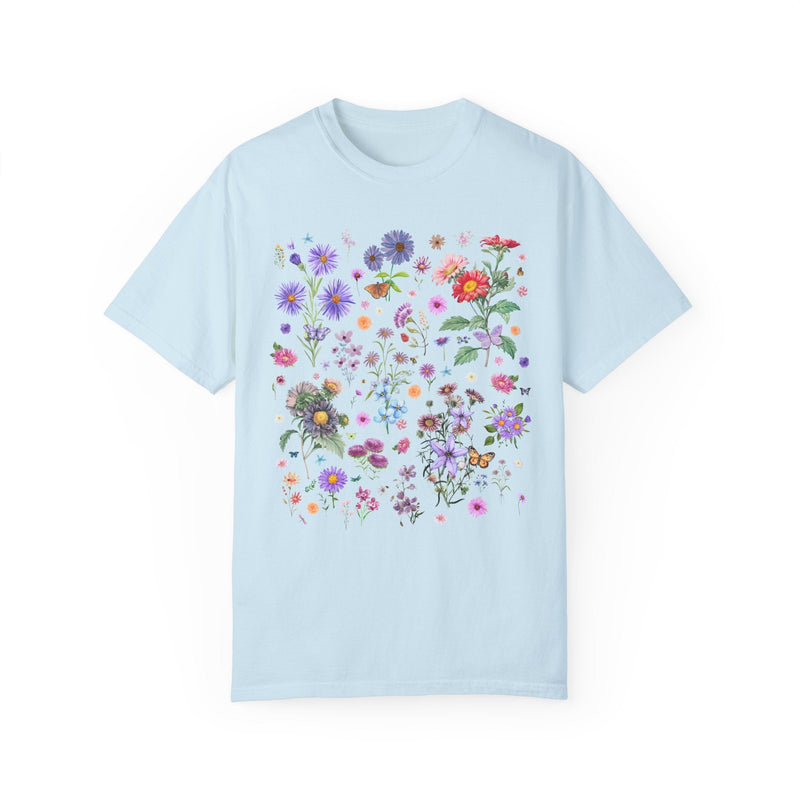 Aster Flower Cottagecore T-Shirt, September Birth Month Flower, Cozy Goblincore Mother's Day Gift, Vintage Botanicals, Wildflower Floral Tee - Opal and June