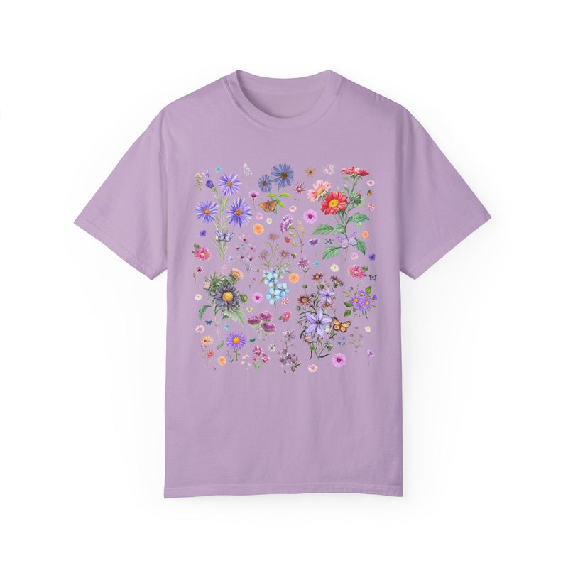 Aster Flower Cottagecore T-Shirt, September Birth Month Flower, Cozy Goblincore Mother's Day Gift, Vintage Botanicals, Wildflower Floral Tee - Opal and June