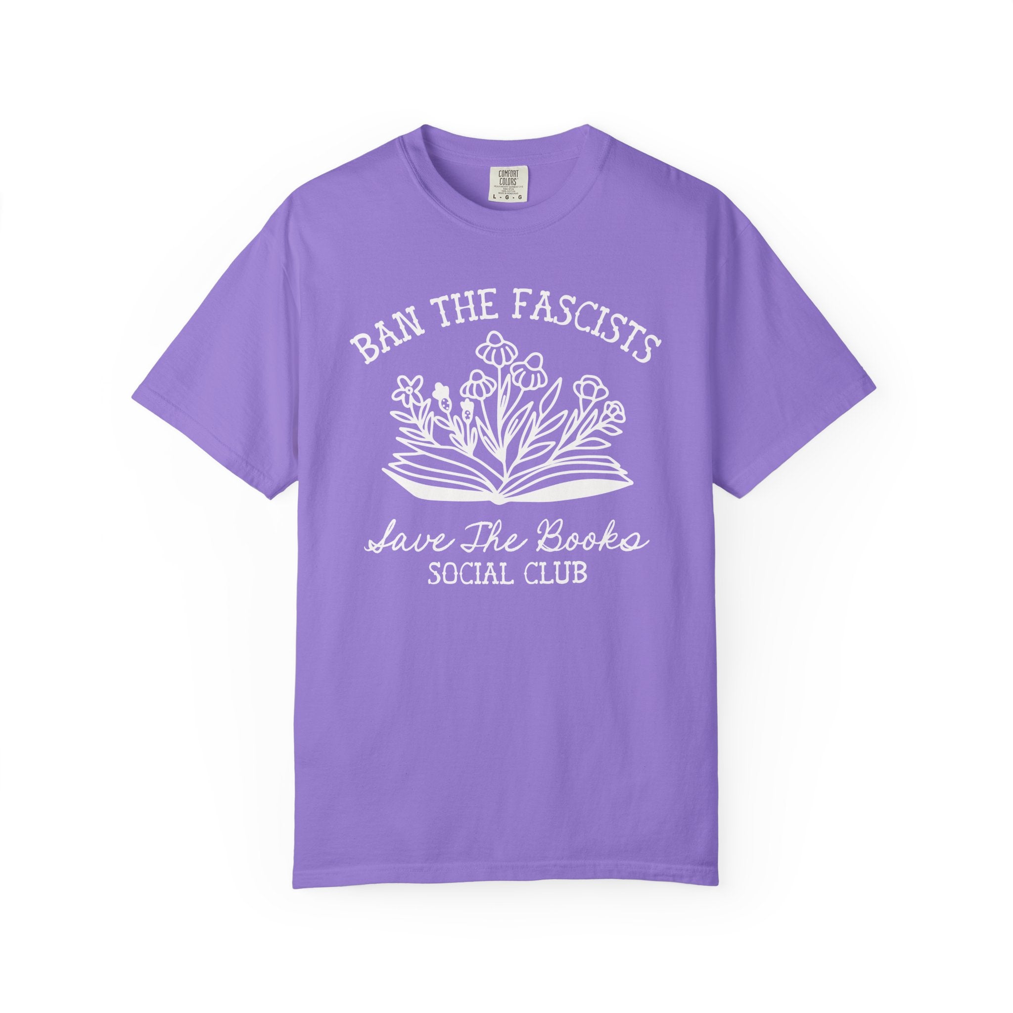 Ban the Fascists Save the Books T-Shirt for Book Lover, Read Banned Books Librarian T-Shirt, Cute Bookish Gift for Democrat or Leftist - Opal and June