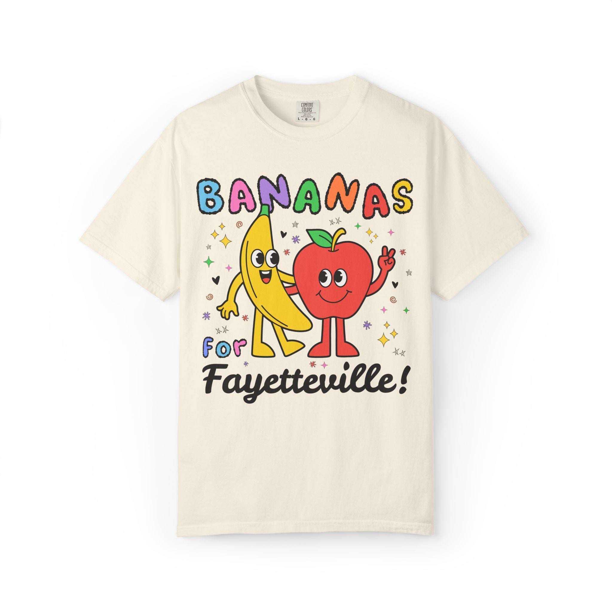 Bananas for Fayetteville T-Shirt: Funny and Colorful Tee Shirt for Friend Living in Fayetteville Arkansas, Cute Moving Gift, Northwest Arkansas - Opal and June