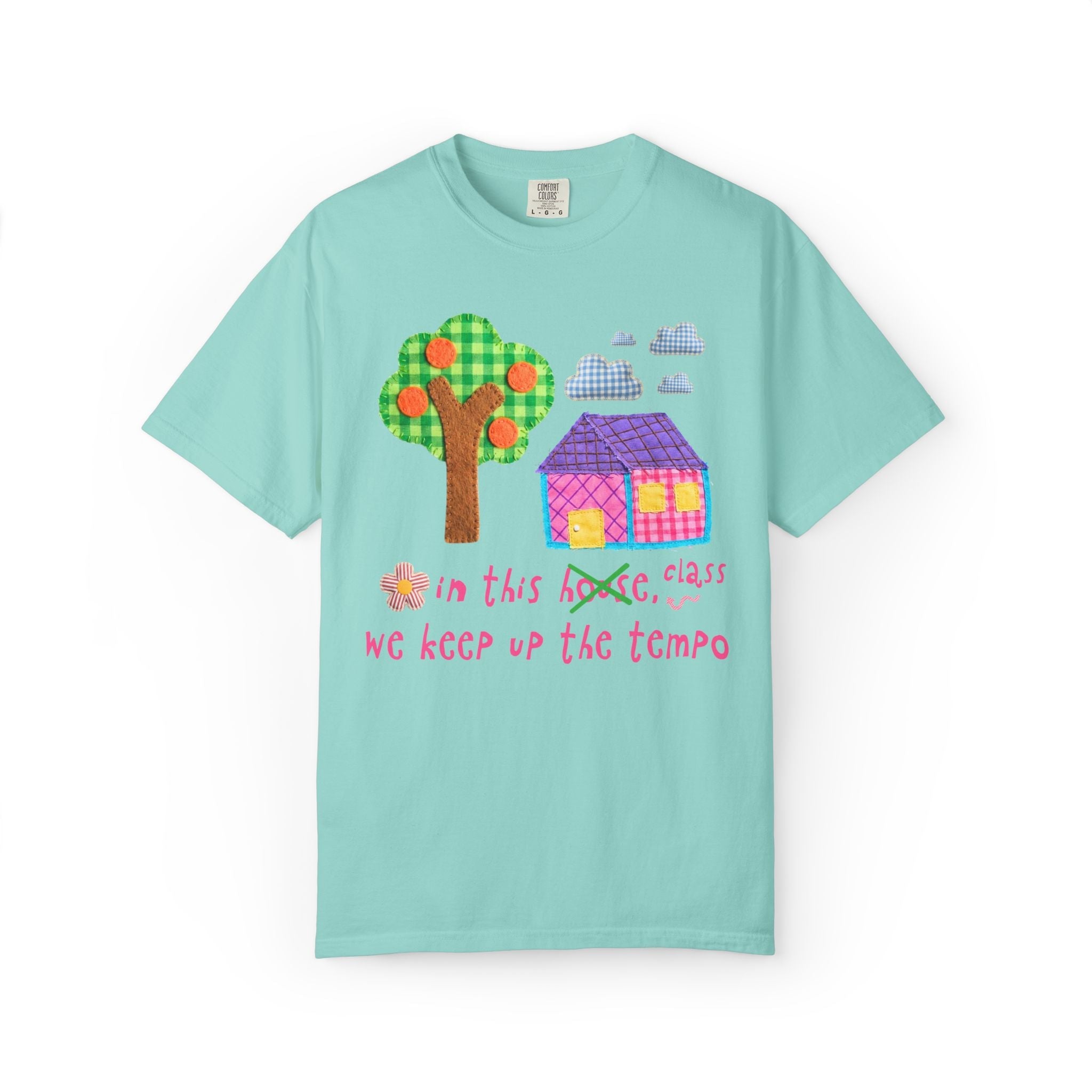 Band Director or Orchestra Teacher Tee Shirt with Kitschy Kidcore Aesthetic: We Keep up the Tempo | Colorful Matching Teacher Team Shirt - Opal and June