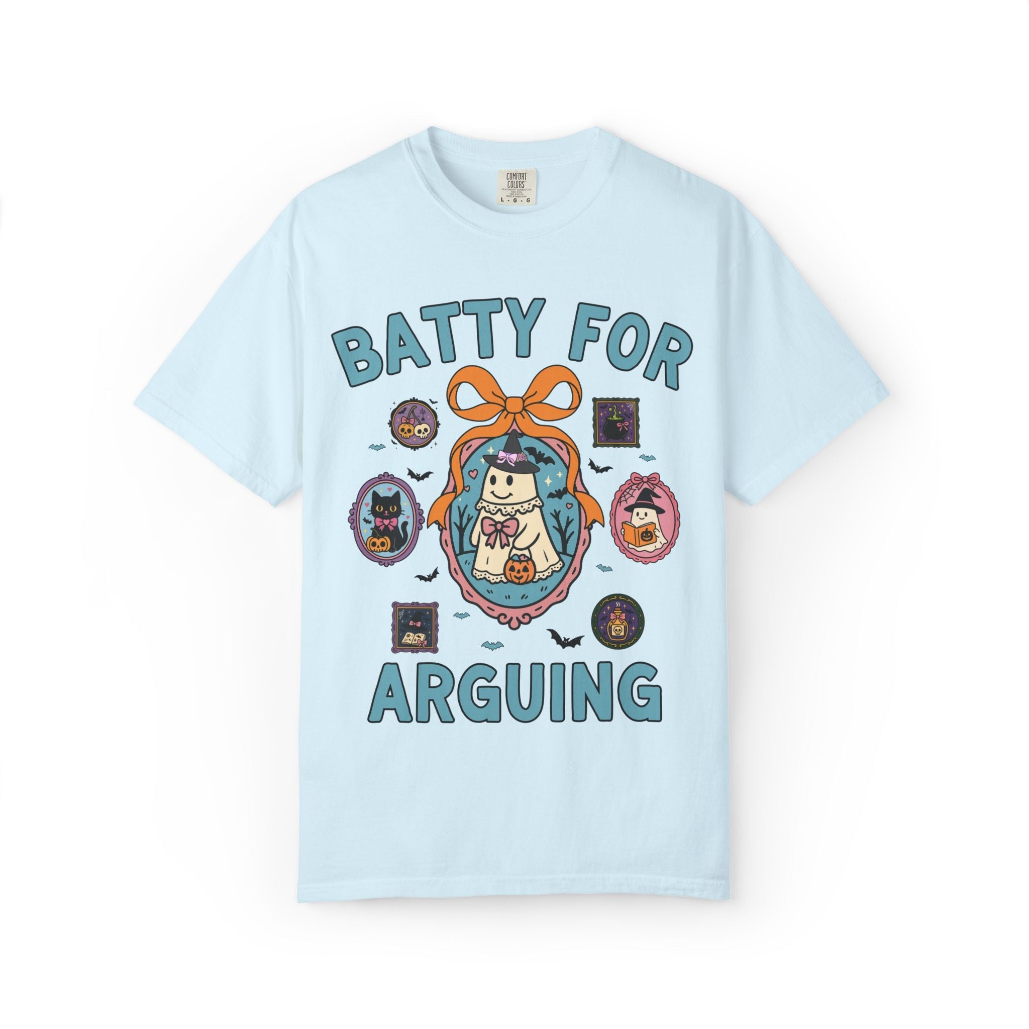 Batty for Arguing Halloween Lawyer T-Shirt with Cute Witchy Ghosts, Silly Spooky Season Matching Law Office T-Shirt for Fall or Halloween - Opal and June