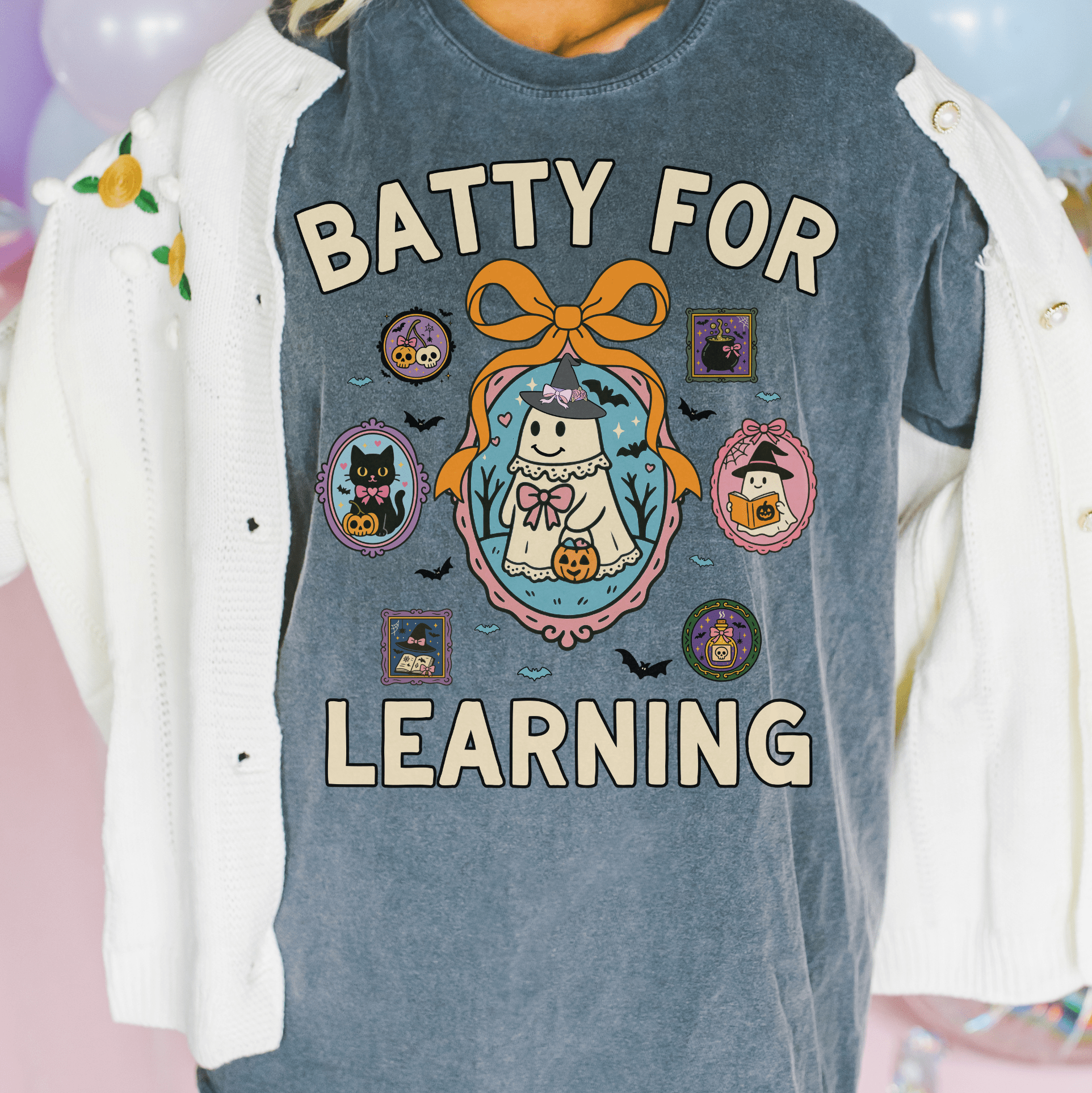 Batty for Learning Halloween Teacher T-Shirt - Opal and June