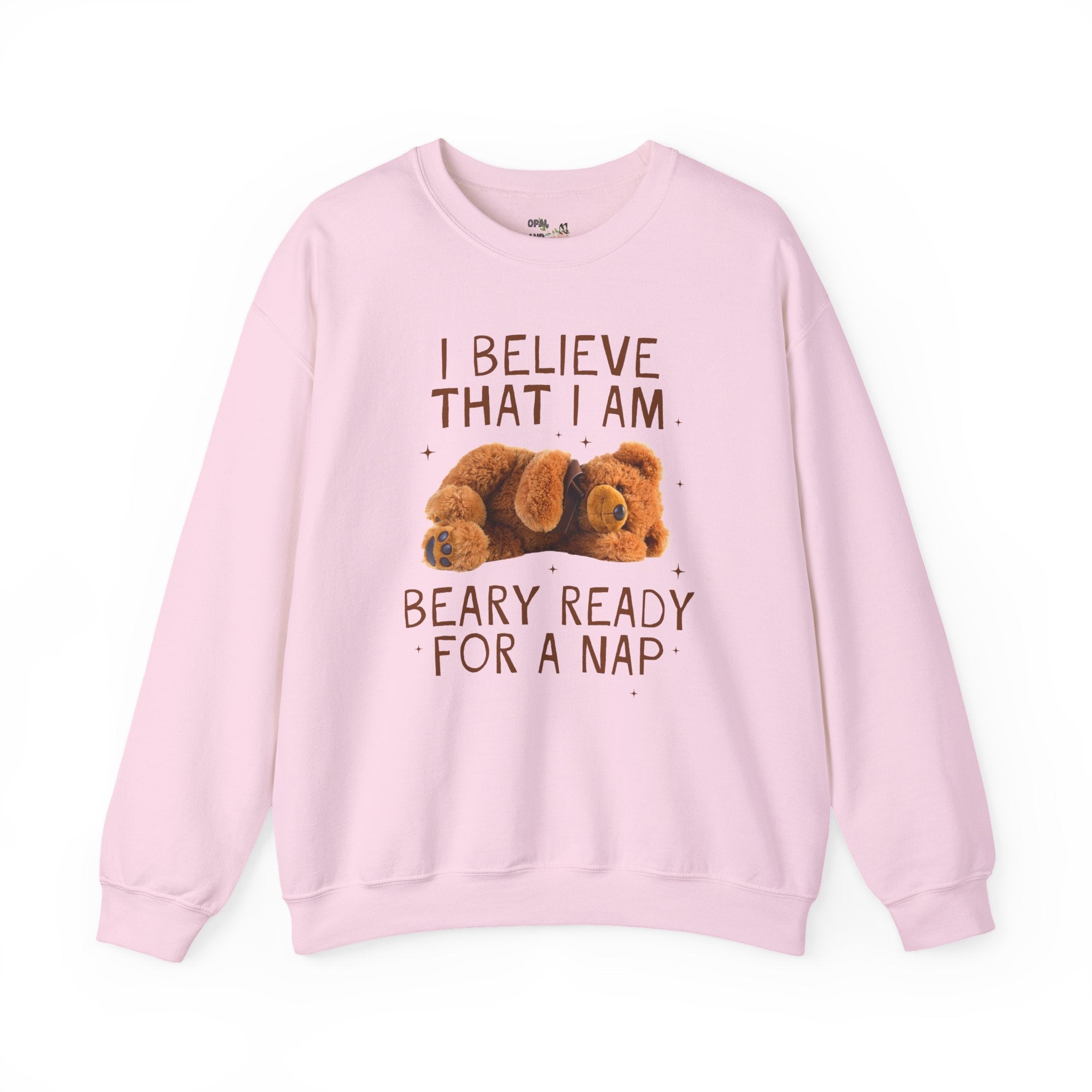 Bear Napping Sweatshirt for Mom Who Loves Naps: I Believe That I am Beary Ready for a Nap, Silly Vintage Aesthetic Bear Crewneck with Funny Saying - Opal and June