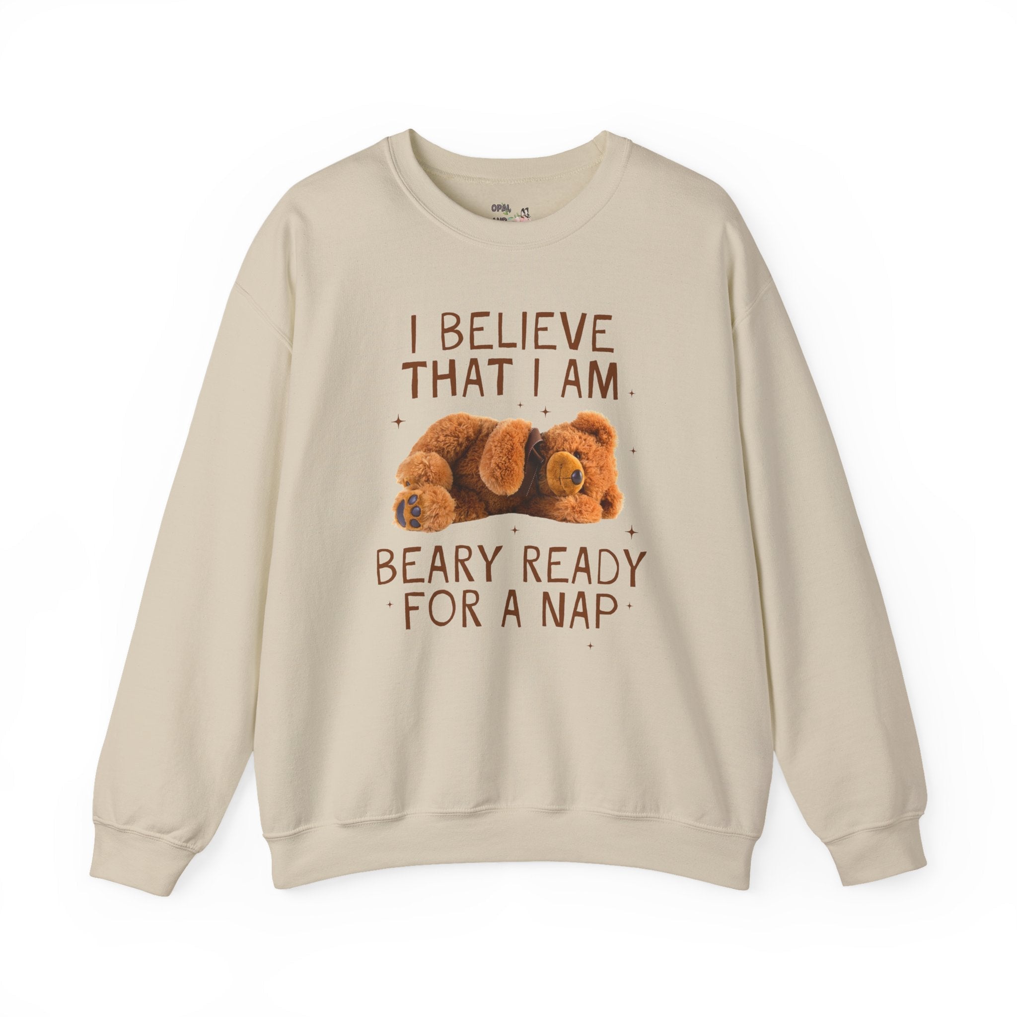Bear Napping Sweatshirt for Mom Who Loves Naps: I Believe That I am Beary Ready for a Nap, Silly Vintage Aesthetic Bear Crewneck with Funny Saying - Opal and June