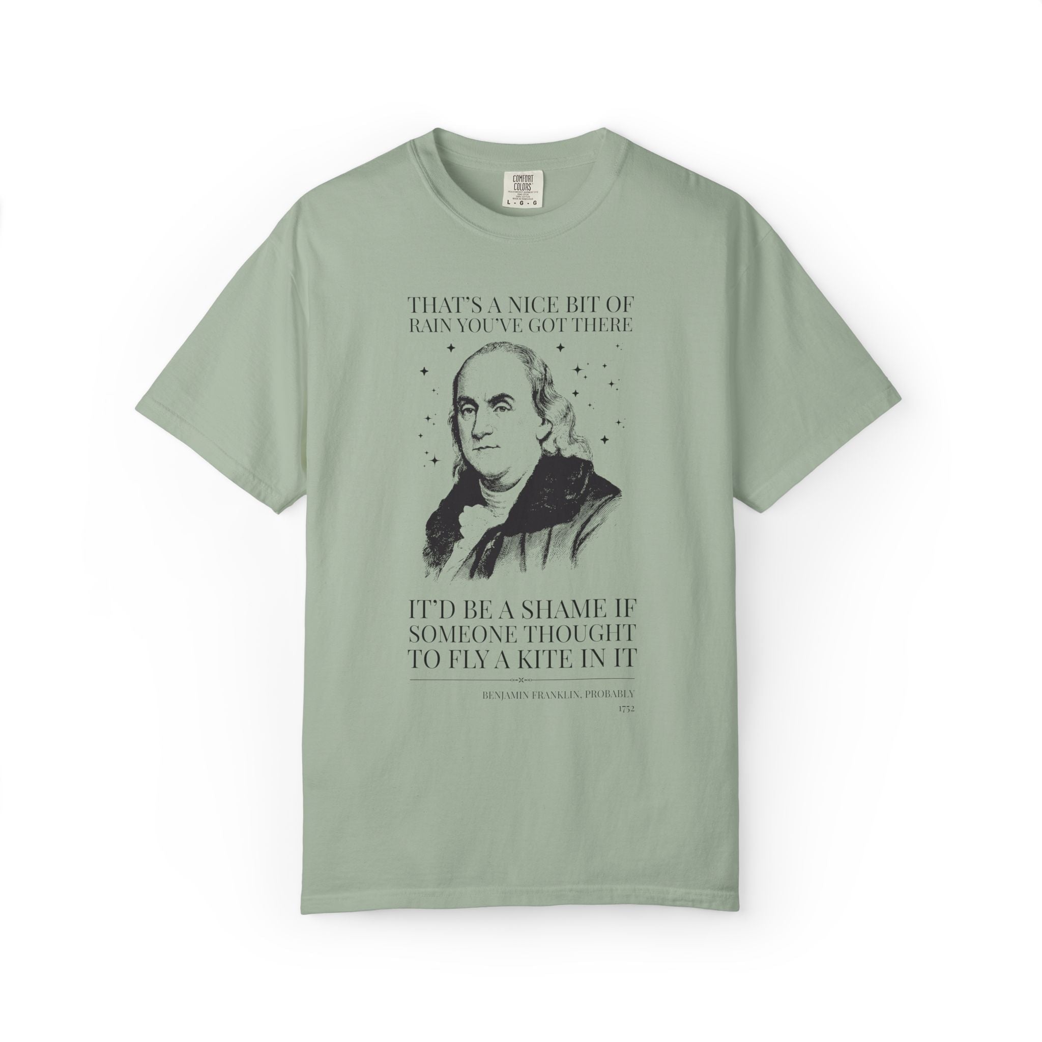 Benjamin Franklin American History Buff Tee Shirt for Scientist or Electrician, Silly History Lover Gift, Early US History, 18th Century - Opal and June