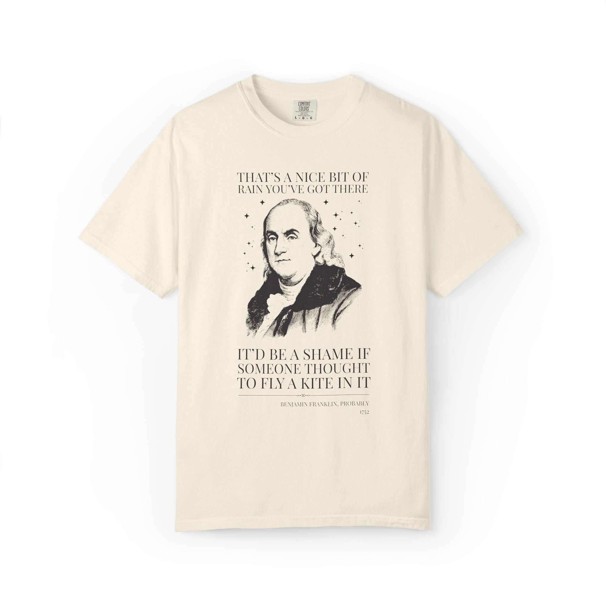 Benjamin Franklin American History Buff Tee Shirt for Scientist or Electrician, Silly History Lover Gift, Early US History, 18th Century - Opal and June