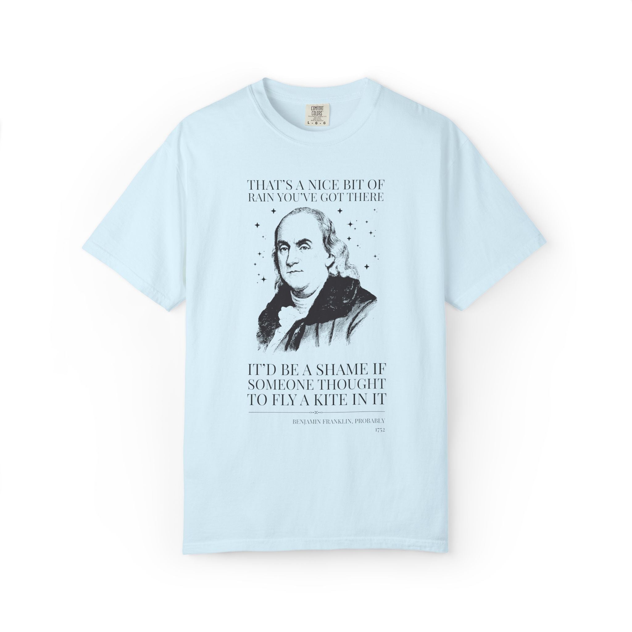 Benjamin Franklin American History Buff Tee Shirt for Scientist or Electrician, Silly History Lover Gift, Early US History, 18th Century - Opal and June