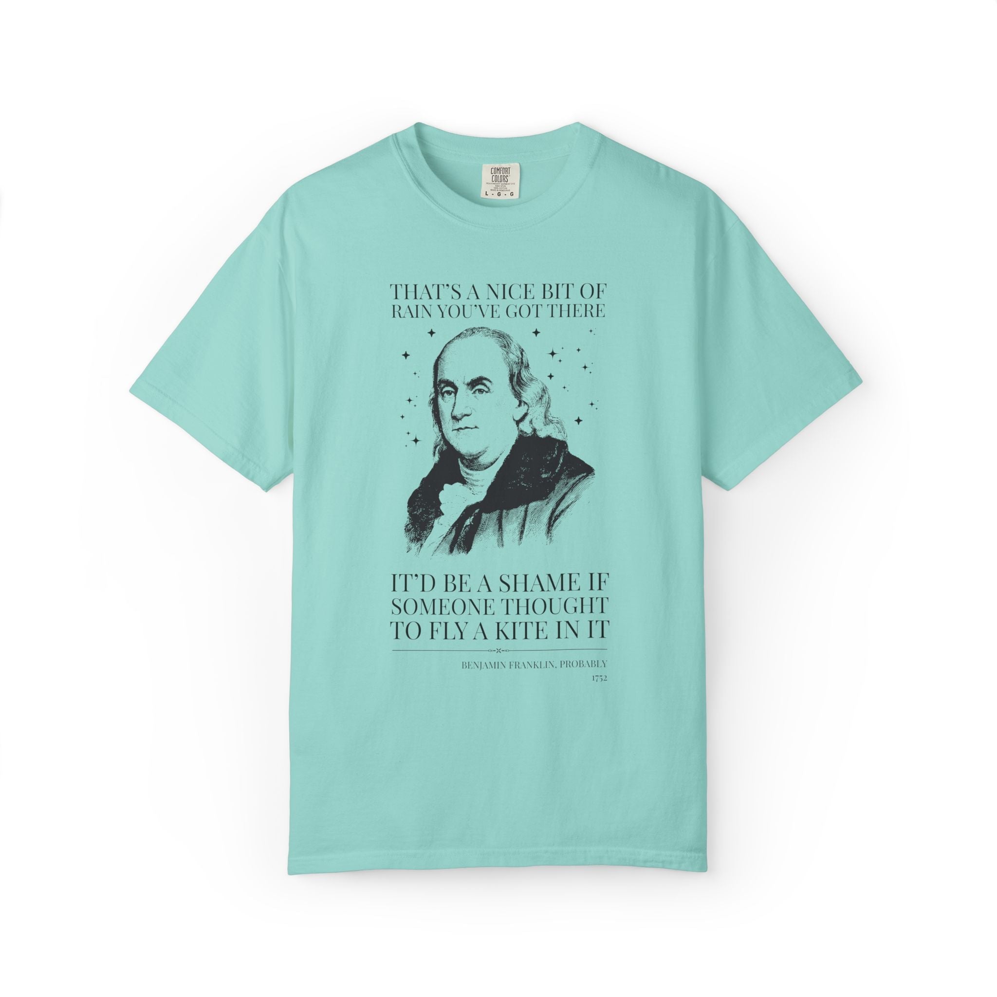 Benjamin Franklin American History Buff Tee Shirt for Scientist or Electrician, Silly History Lover Gift, Early US History, 18th Century - Opal and June