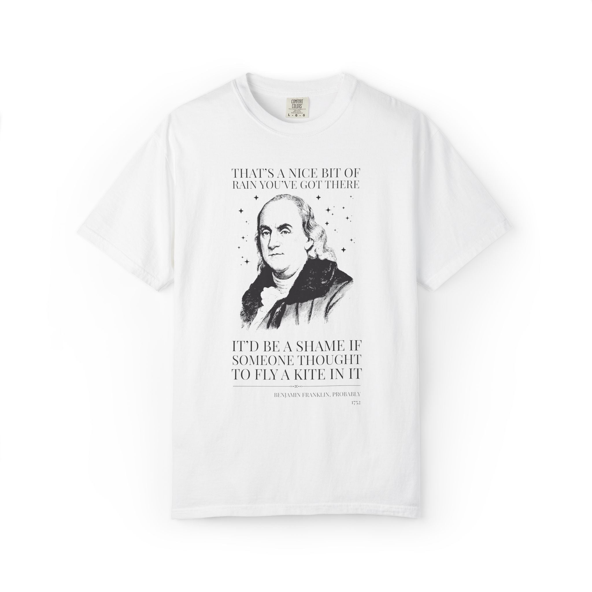 Benjamin Franklin American History Buff Tee Shirt for Scientist or Electrician, Silly History Lover Gift, Early US History, 18th Century - Opal and June