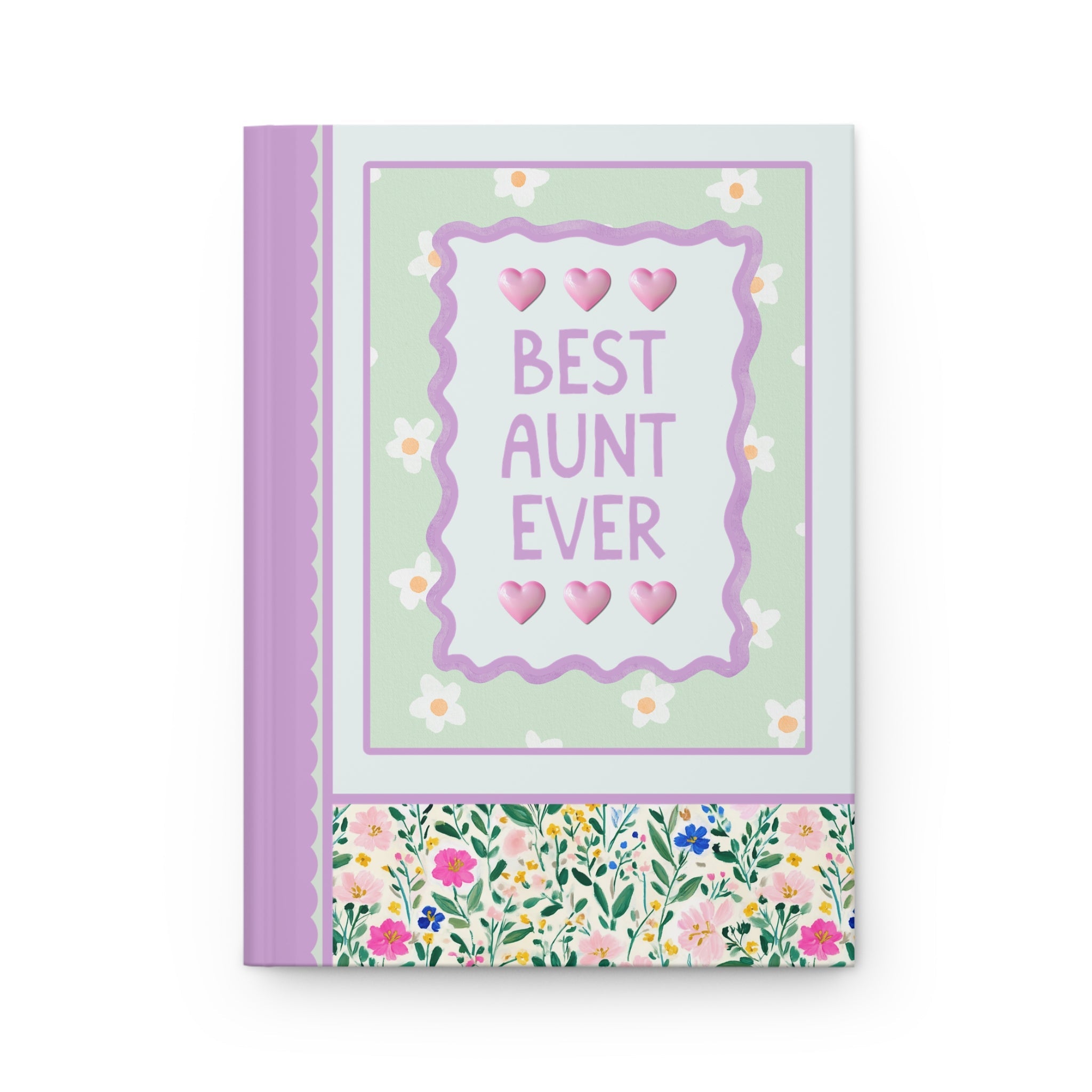 Best Aunt Ever Hardcover Notebook | Pastel 90s Aesthetic Journal with Hearts, Gift from Niece or Nephew, Notebook for New Aunt - Opal and June