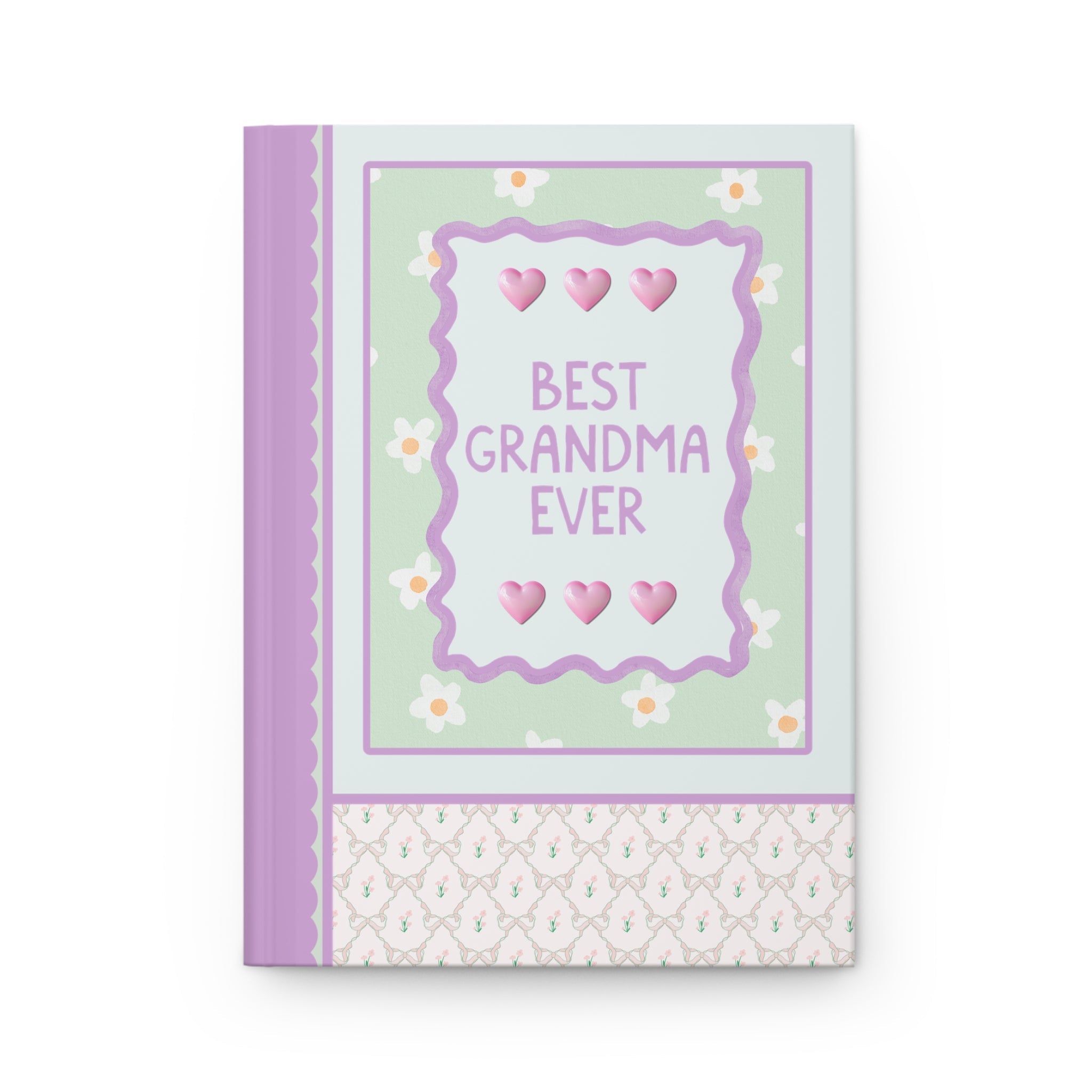 Best Grandma Ever Hardcover Notebook | Pastel 90s Aesthetic Journal with Hearts, Gift from Grandson or Daughter, Notebook for Grandma - Opal and June
