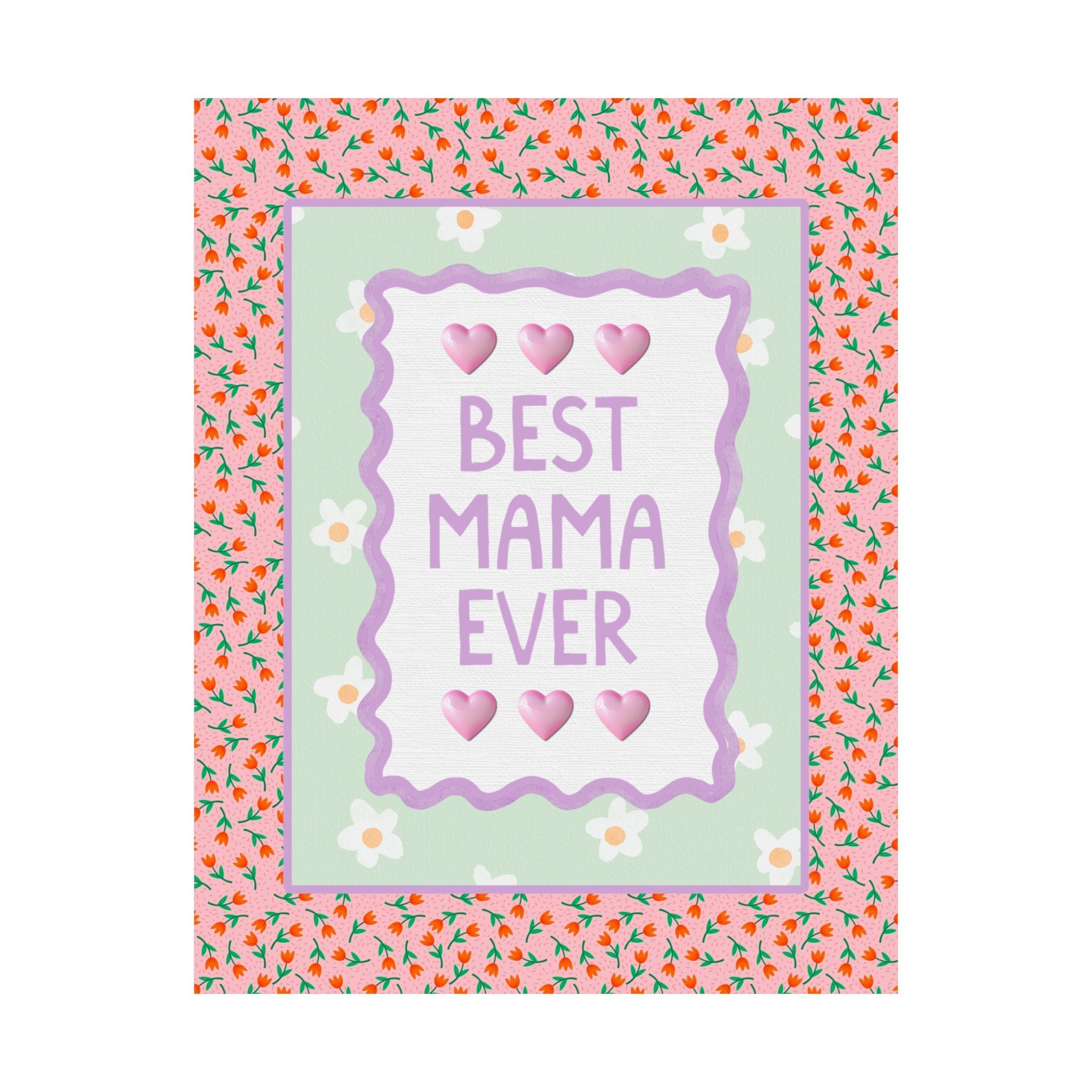 Best Mama Ever Poster Print, Pastel 90s Aesthetic Wall Decor, Present from Daughter or Son for Mother's Day or Mom's Birthday - Opal and June