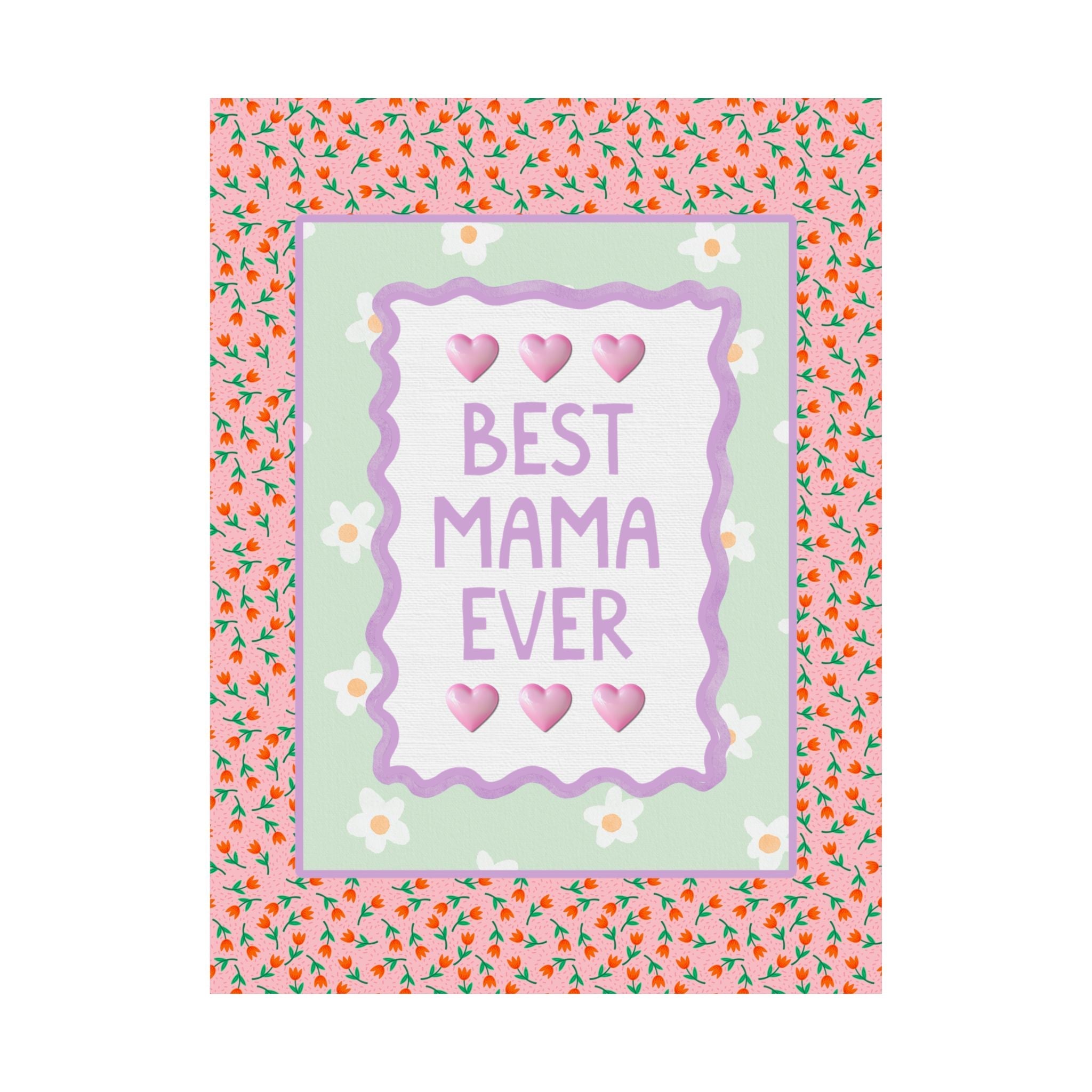 Best Mama Ever Poster Print, Pastel 90s Aesthetic Wall Decor, Present from Daughter or Son for Mother's Day or Mom's Birthday - Opal and June