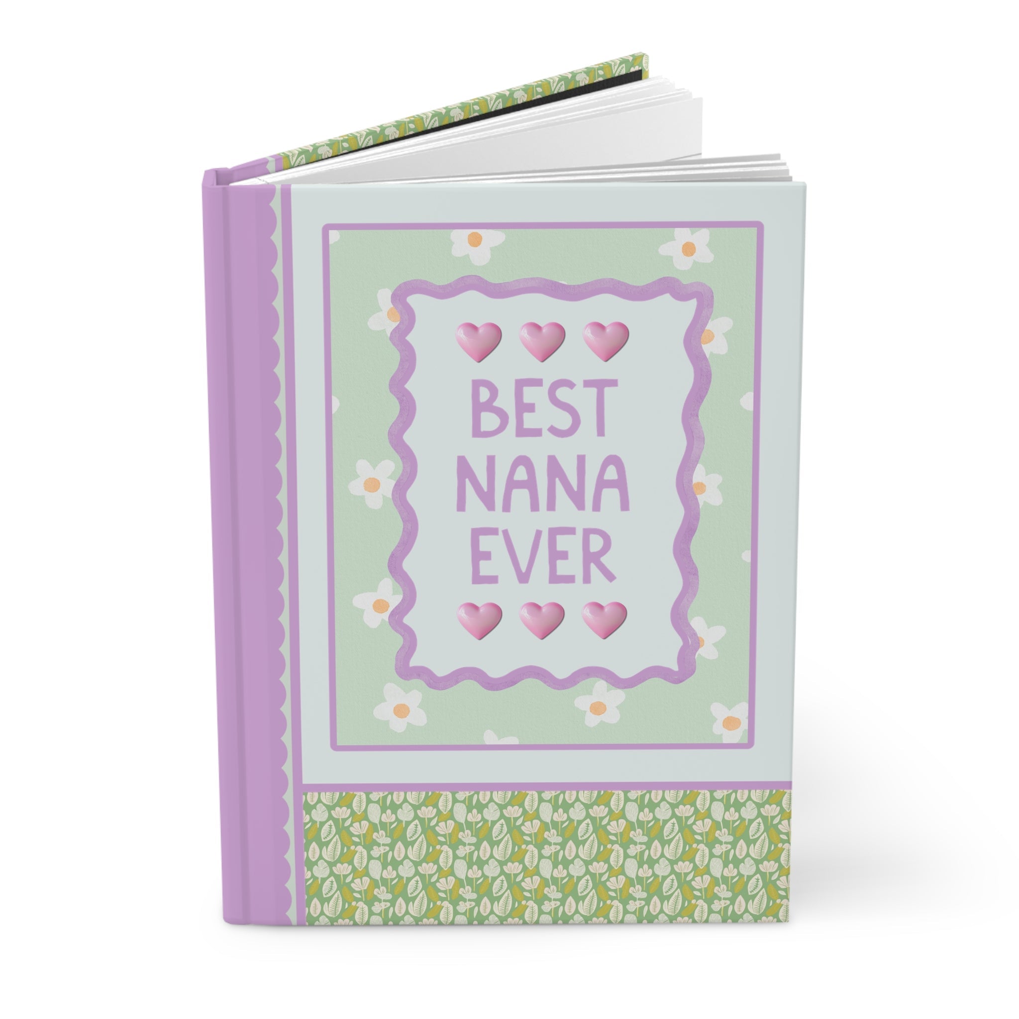 Best Nana Ever Hardcover Notebook | Pastel 90s Aesthetic Journal with Hearts, Gift from Grandson or Daughter, Notebook for Nana - Opal and June
