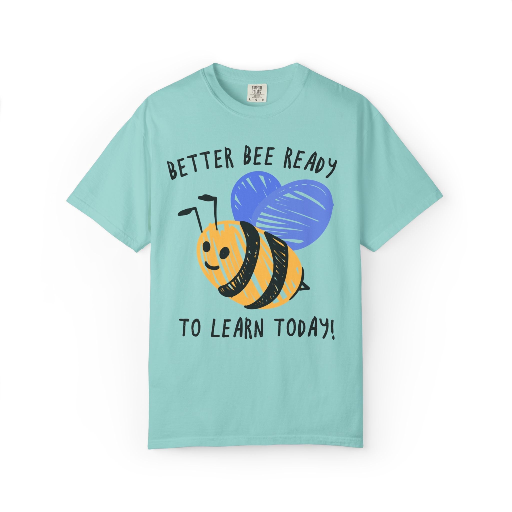 Better Bee Ready to Learn Today: Colorful 90s Aesthetic Matching Teacher T-Shirt with Cute Bee Drawing, Animal or Insect Lover Teacher Tee - Opal and June