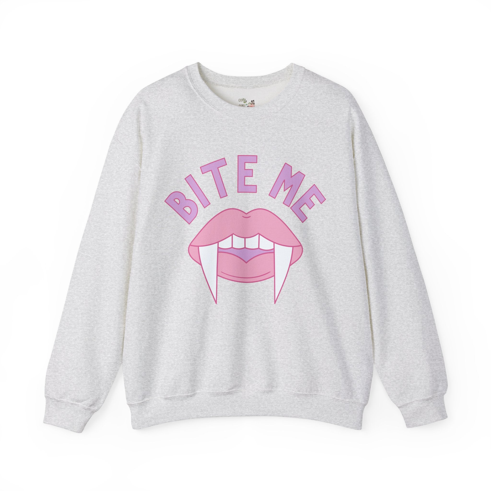 Bite Me Halloween Sweatshirt: Funny Sweatshirt for Halloween, Cute Sweatshirt with Vampire Mouth, Nostalgic 90s Sweatshirt, Fall Shirt - Opal and June