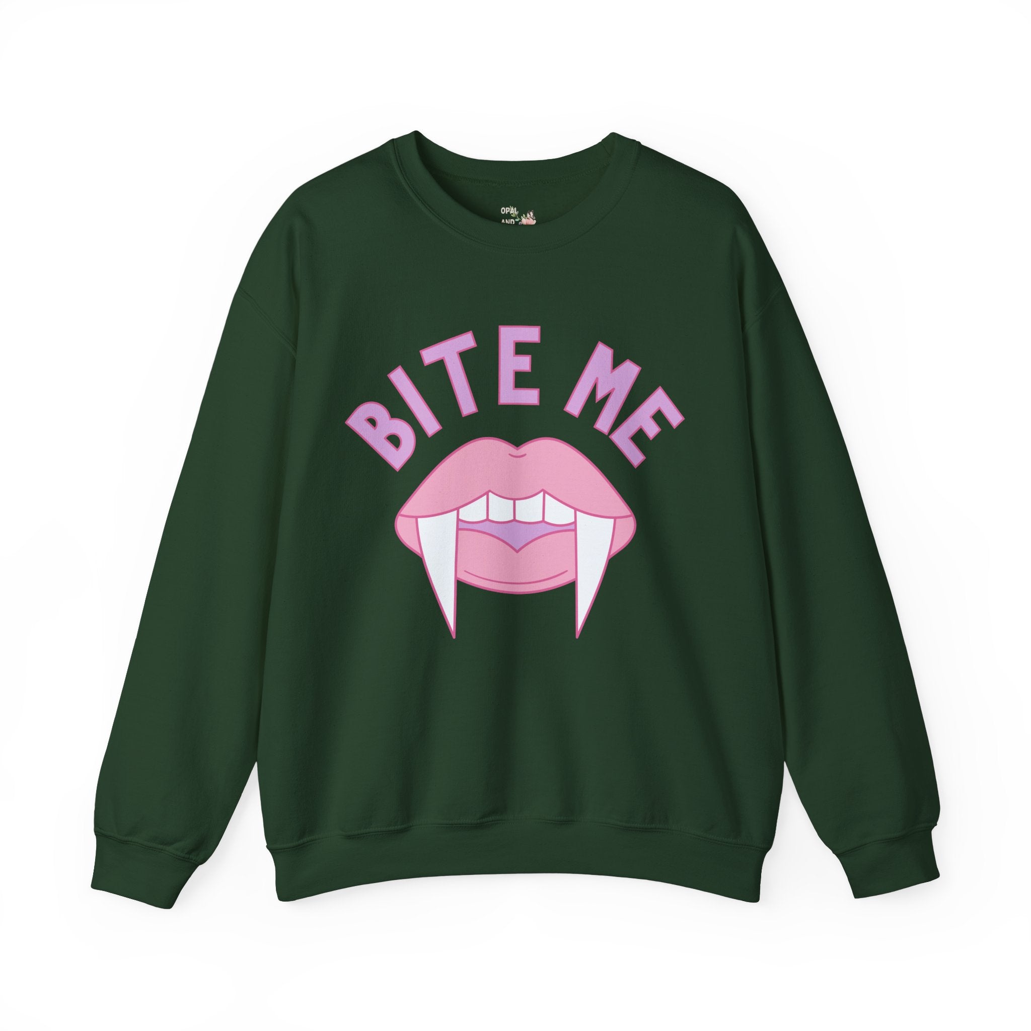 Bite Me Halloween Sweatshirt: Funny Sweatshirt for Halloween, Cute Sweatshirt with Vampire Mouth, Nostalgic 90s Sweatshirt, Fall Shirt - Opal and June