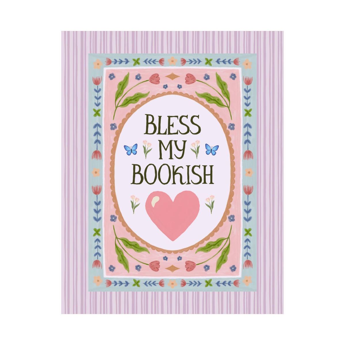 Bless My Bookish Heart Book Lover Poster Print for Romance Reader or Classic Literature Bookworm, Cute School Librarian or Fantasy Reader Gift - Opal and June