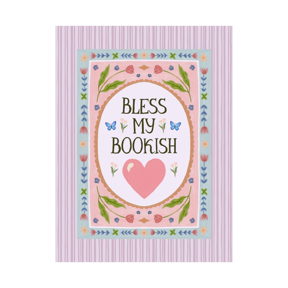 Bless My Bookish Heart Book Lover Poster Print for Romance Reader or Classic Literature Bookworm, Cute School Librarian or Fantasy Reader Gift - Opal and June