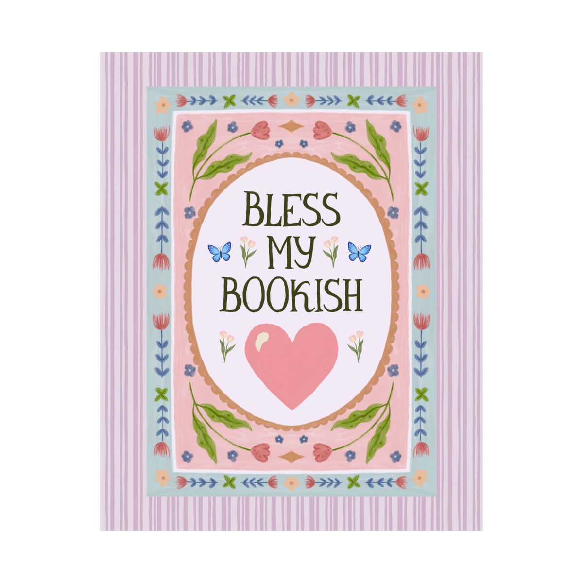 Bless My Bookish Heart Book Lover Poster Print for Romance Reader or Classic Literature Bookworm, Cute School Librarian or Fantasy Reader Gift - Opal and June
