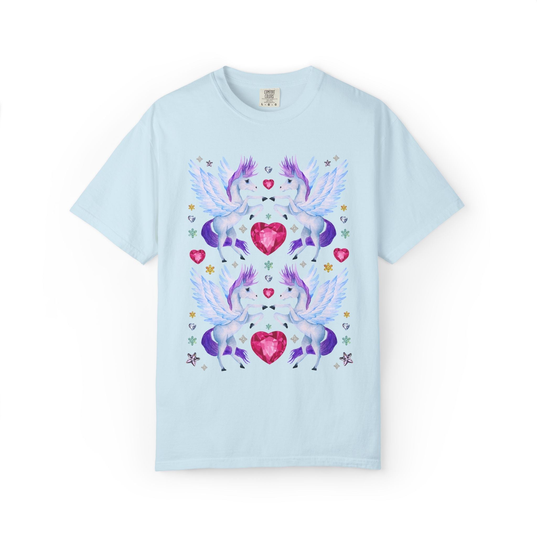 Blue and Purple Pegasus Tee with Hearts - Opal and June