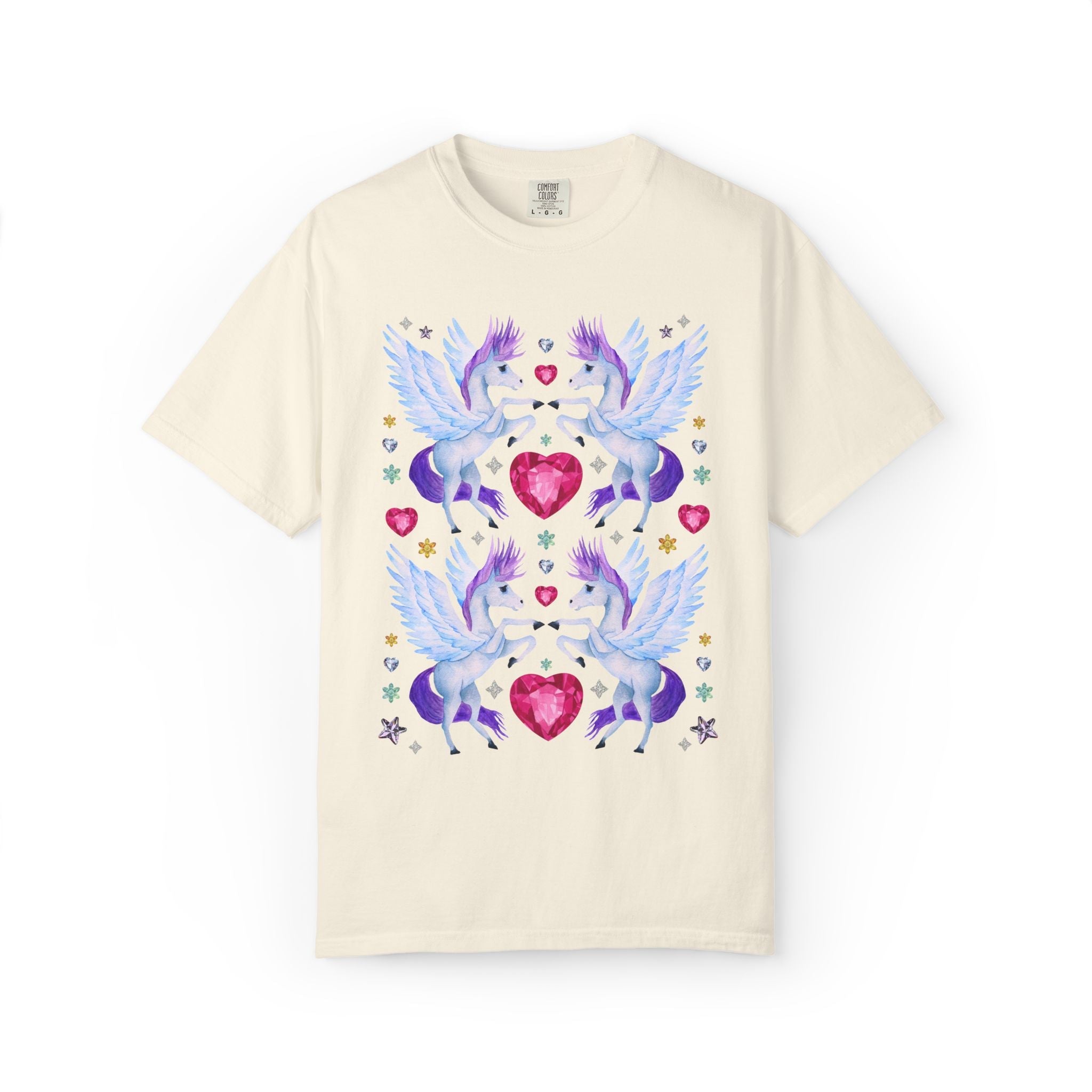 Blue and Purple Pegasus Tee with Hearts - Opal and June