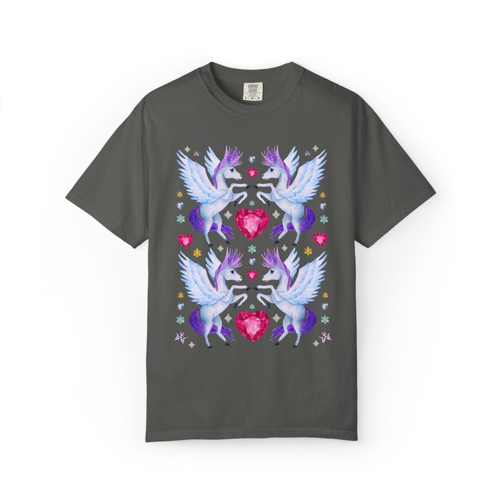 Blue and Purple Pegasus Tee with Hearts - Opal and June