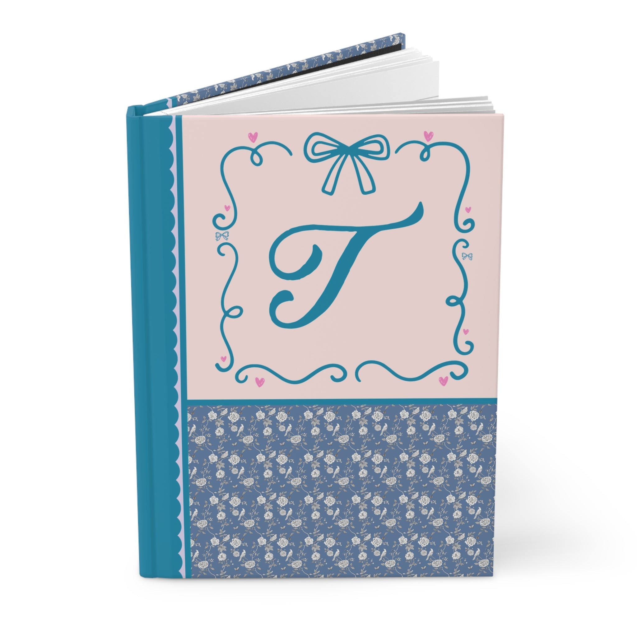 Blue Floral Initial Journal: T - Opal and June