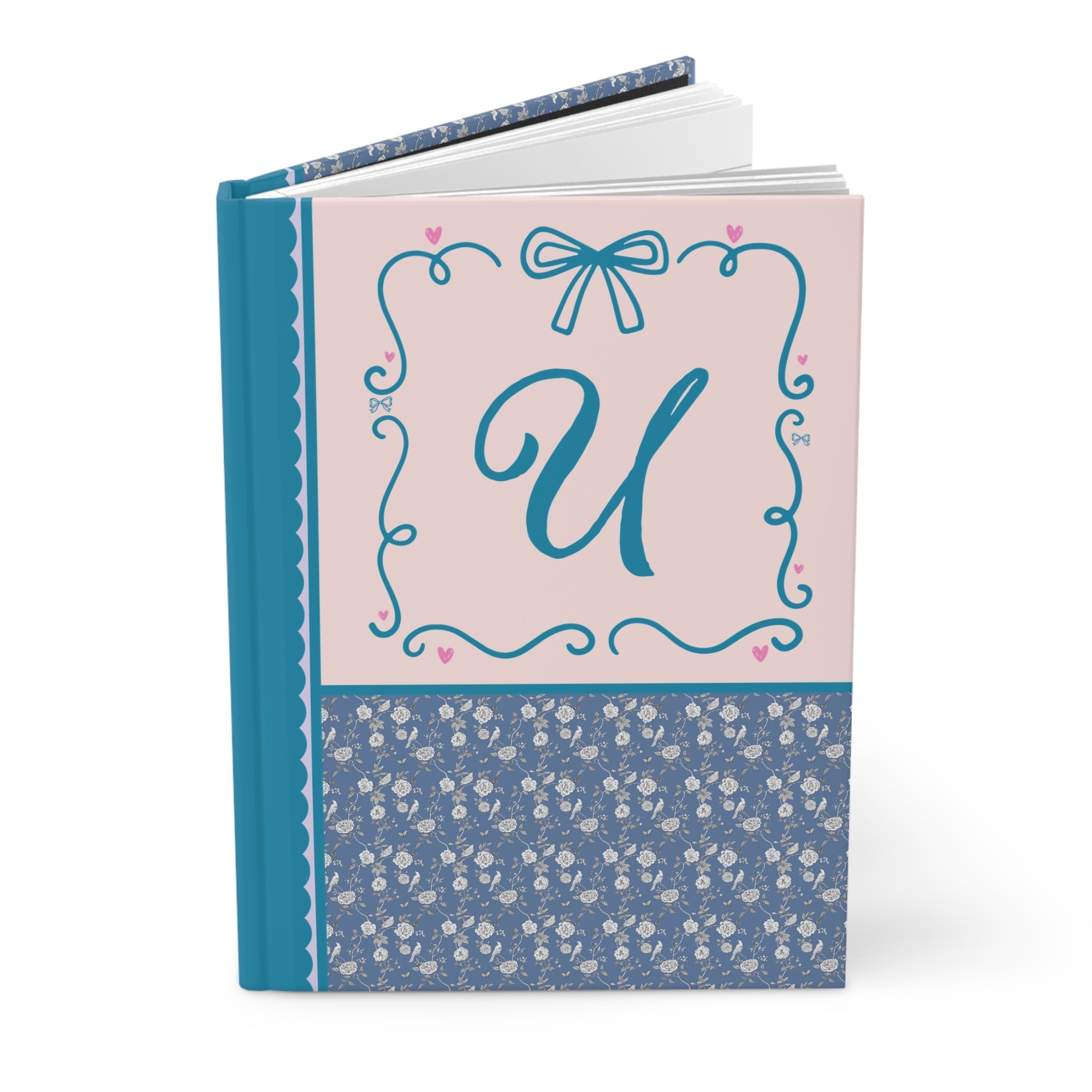 Blue Floral Initial Journal: U - Opal and June
