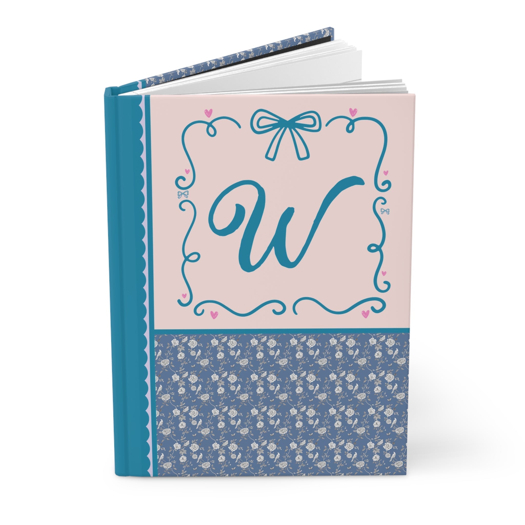 Blue Floral Initial Journal: W - Opal and June