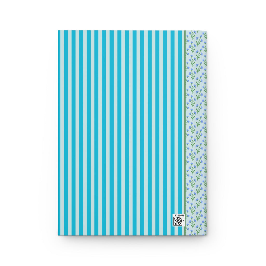 Blue Striped Journal with Blue Floral Spine: Sweet and Colorful Hardcover Notebook for Student, Small Birthday Gift for Daughter or Friend Who Writes - Opal and June
