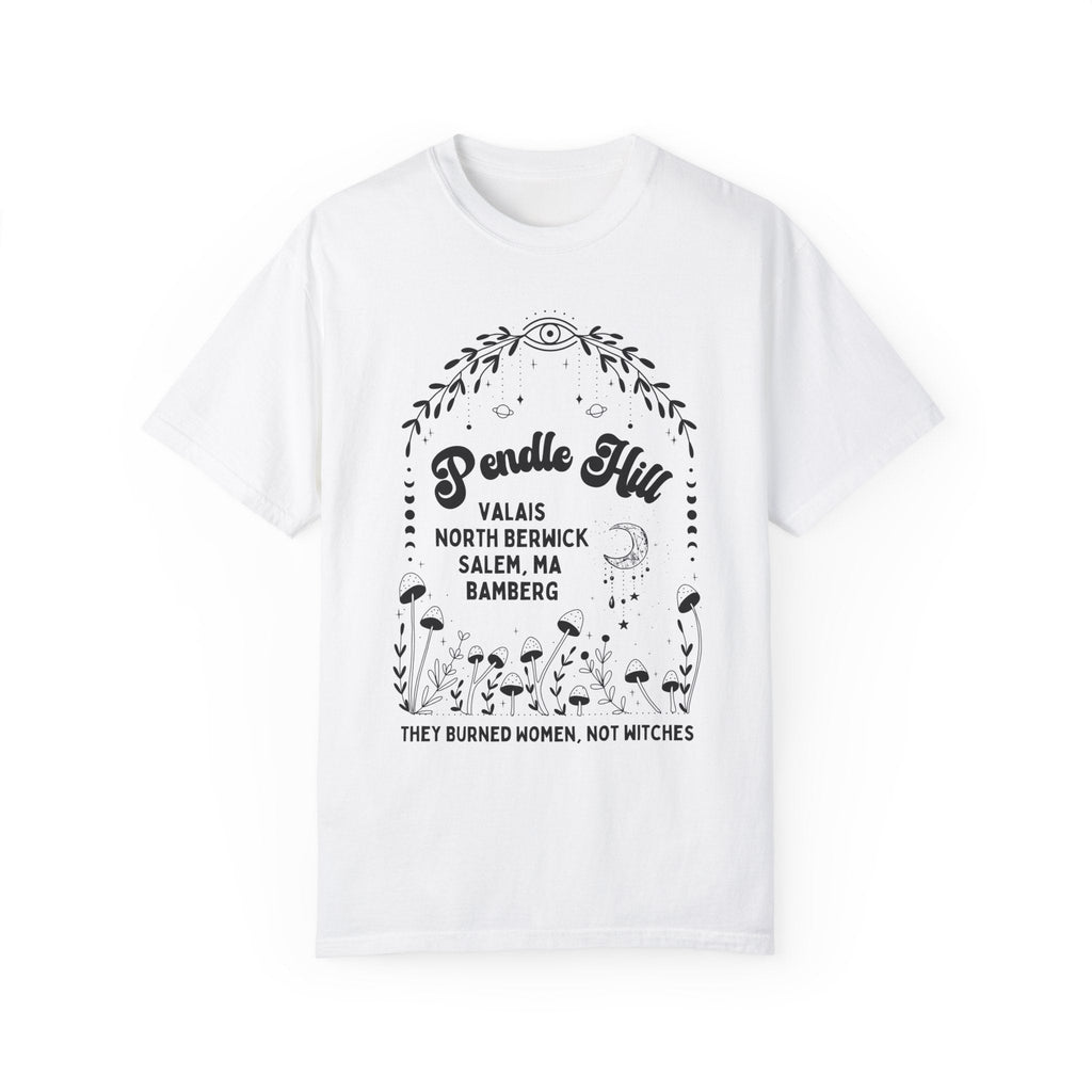 Boho and Cute Spooky History Tee Shirt for History Teacher or History Major: Pendle Hill | European and American Witch Trials History TShirt - Opal and June