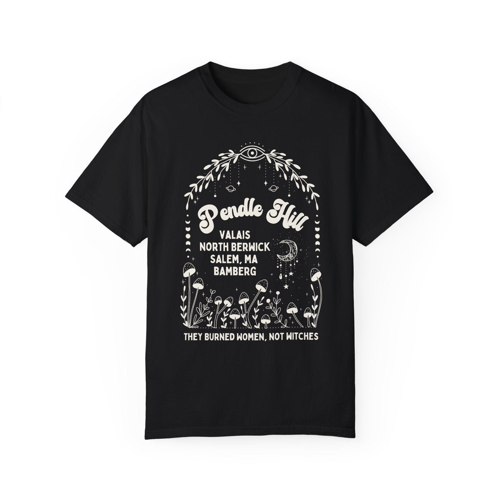 Boho and Cute Spooky History Tee Shirt for History Teacher or History Major: Pendle Hill | European and American Witch Trials History TShirt - Opal and June