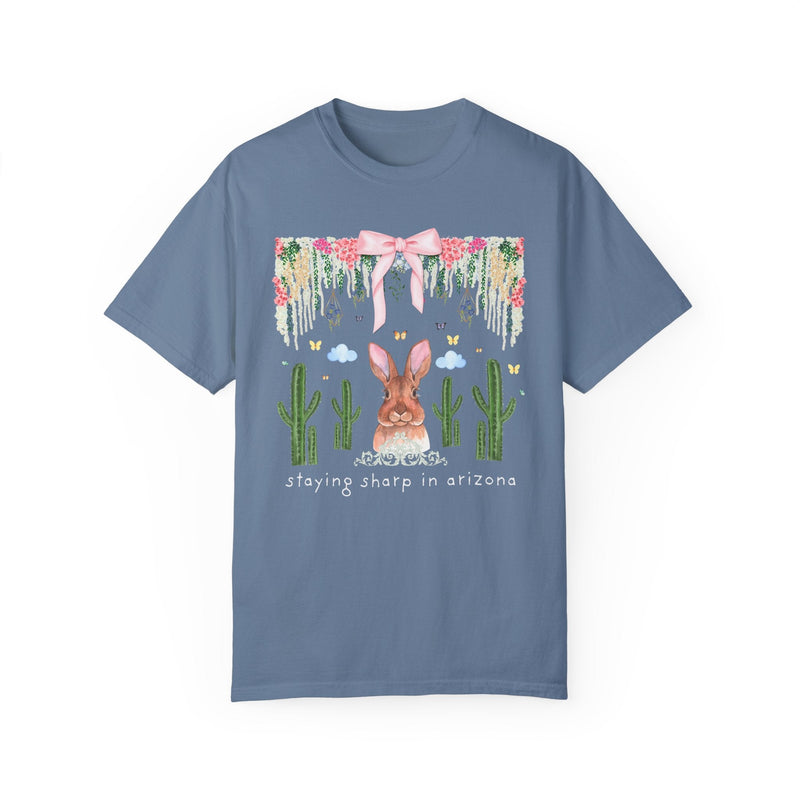 Boho Arizona Lover Tee Flowers and Bow: Cottagecore Bunny and Cactus T-Shirt with Funny Saying, Butterfly Lover Floral Vibes Graduation Gift - Opal and June
