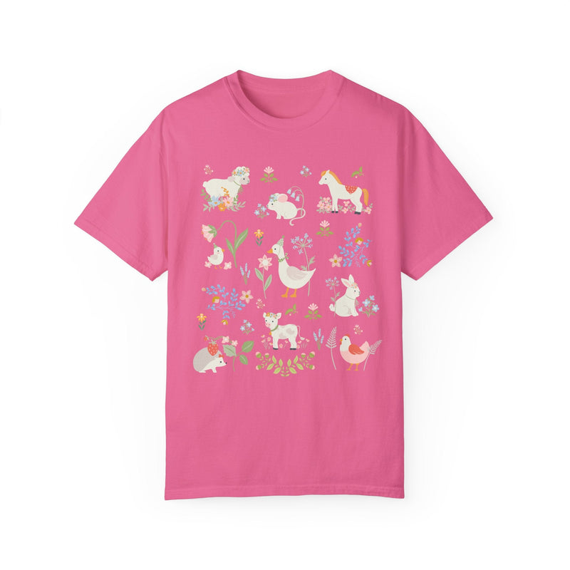 Boho Cottagecore Style Shirt for Animal Lover: Pastel Farm Animals | Whimsical and Cute Floral T-Shirt with Flowers, Sweet Aesthetic Gift - Opal and June