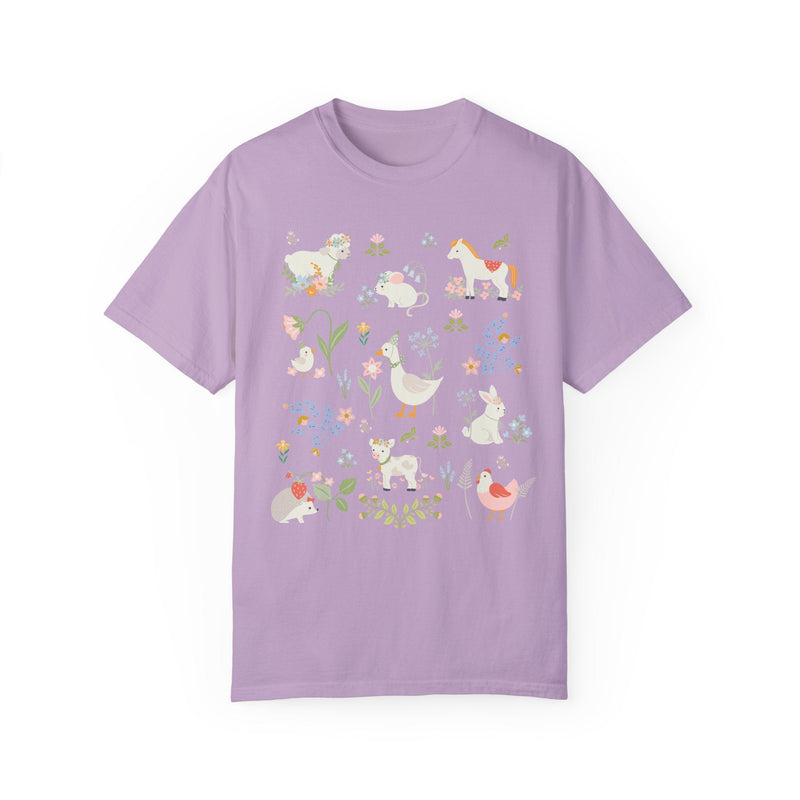 Boho Cottagecore Style Shirt for Animal Lover: Pastel Farm Animals | Whimsical and Cute Floral T-Shirt with Flowers, Sweet Aesthetic Gift - Opal and June