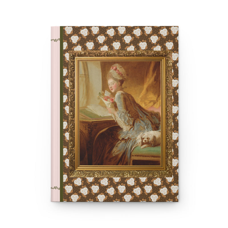 Boho Fragonard Art History Gift: Floral Hardcover Notebook, Lined Journal, Art Historian, Famous Rococo Painting, The Love Letter, The Swing - Opal and June