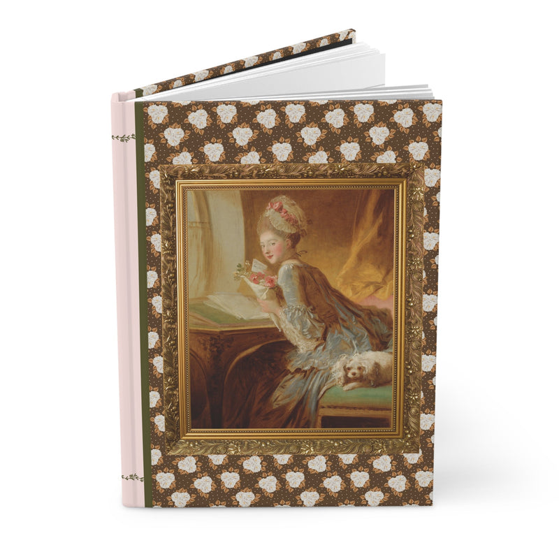 Boho Fragonard Art History Gift: Floral Hardcover Notebook, Lined Journal, Art Historian, Famous Rococo Painting, The Love Letter, The Swing - Opal and June