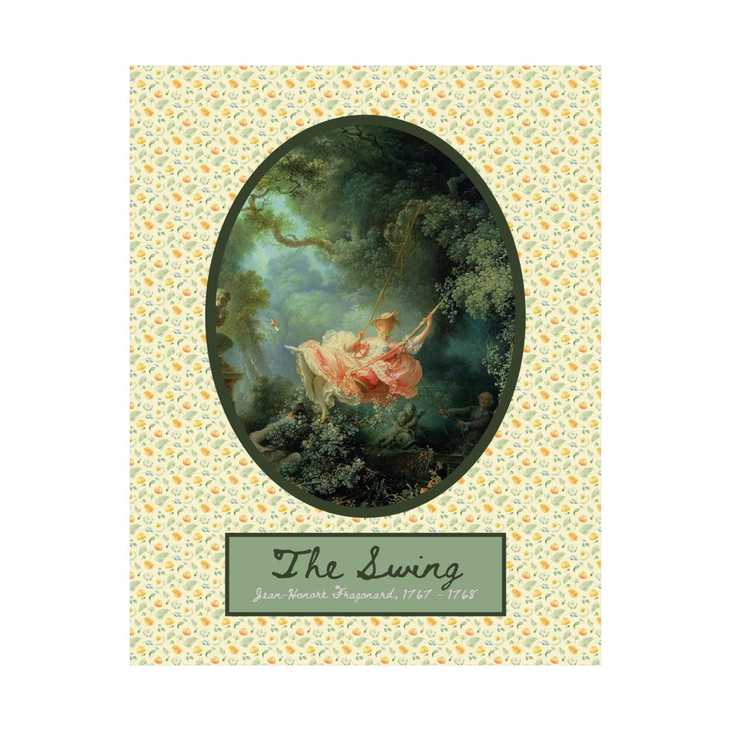 Boho Fragonard Art History Poster: Floral Light Academia Gift for Art Historian, Famous Rococo Painting, The Swing Art Print, 18th Century - Opal and June