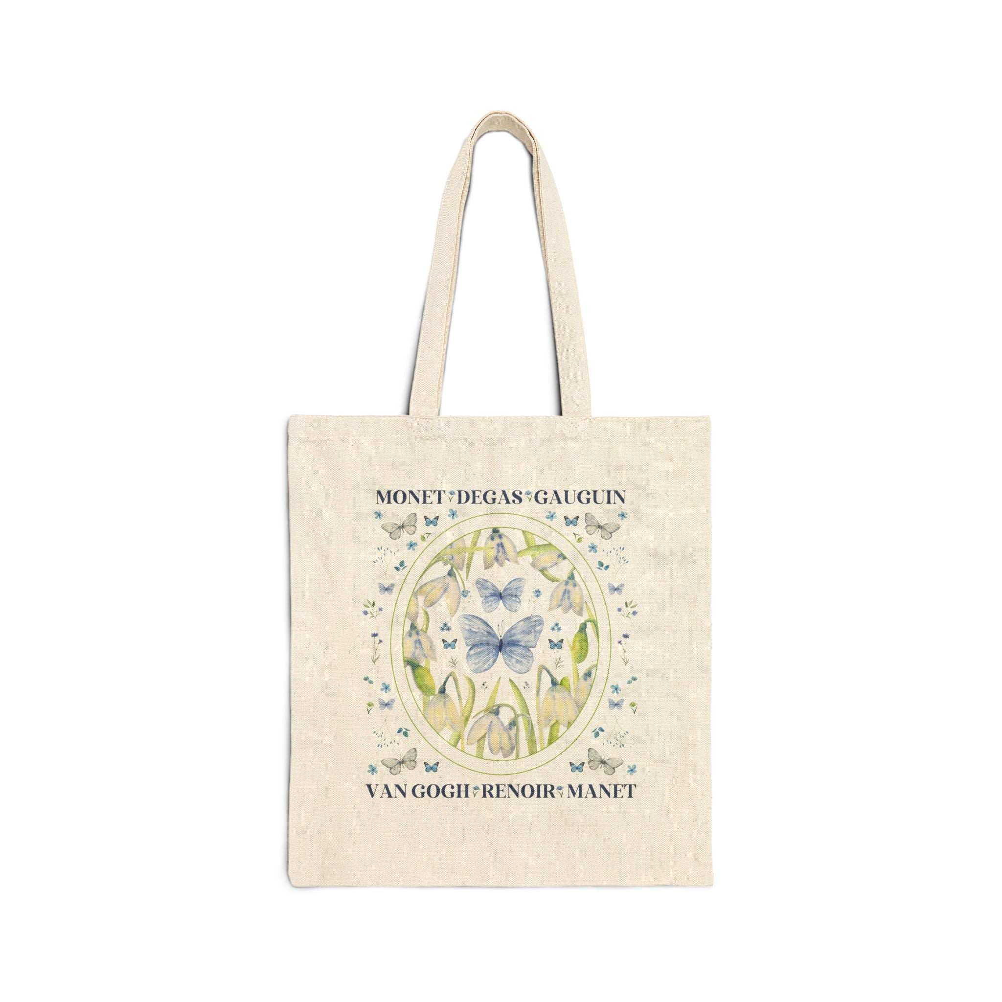 Boho Impressionist Artists Tote Bag with Whimsigoth Flowers and Boho Butterflies - Opal and June