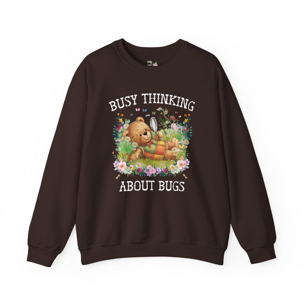 Boho Insect Sweatshirt for Entomologist, Cute Birthday Gift for Friend Who Loves Bugs, 90s Throwback Cottagecore Bear Crewneck with Flowers - Opal and June