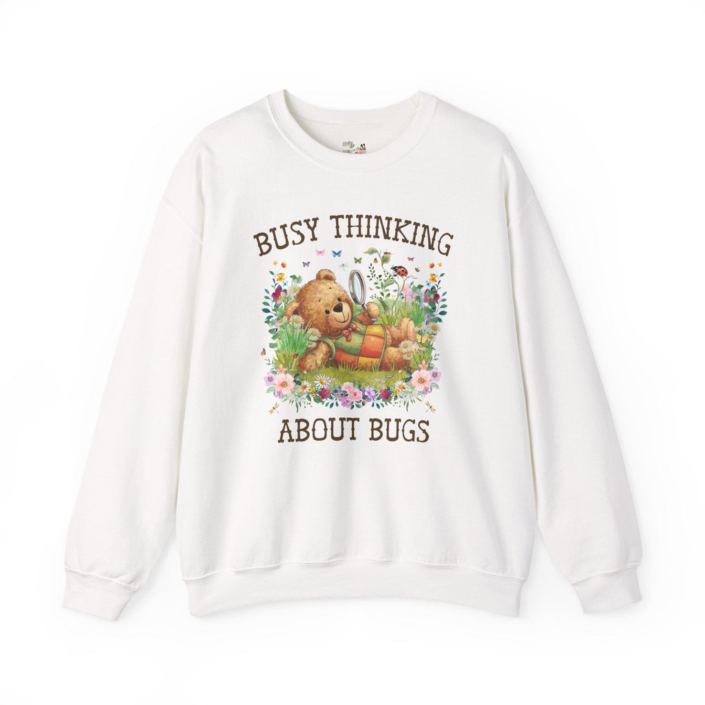 Boho Insect Sweatshirt for Entomologist, Cute Birthday Gift for Friend Who Loves Bugs, 90s Throwback Cottagecore Bear Crewneck with Flowers - Opal and June