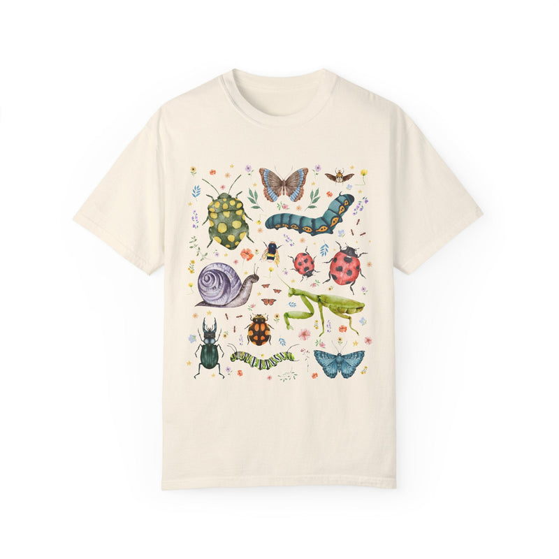 Boho Insect Tee Shirt for Entomologist, Cute Birthday Gift for Friend Who Loves Bugs, 90s Throwback Eclectic Grandma T-Shirt with Flowers - Opal and June