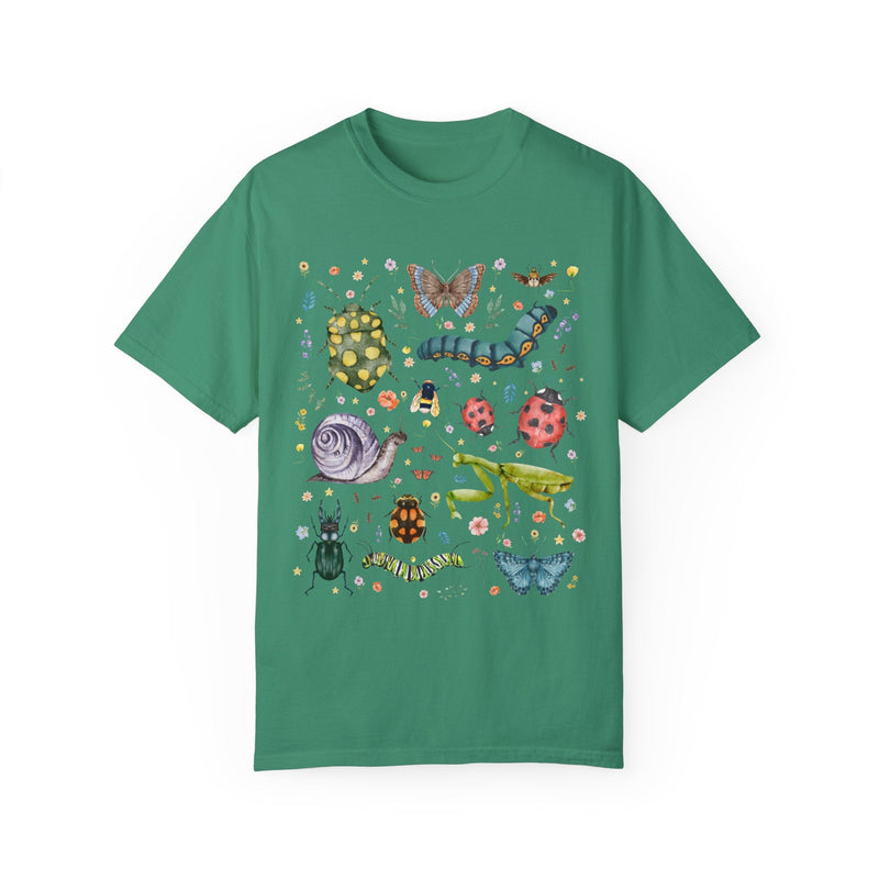 Boho Insect Tee Shirt for Entomologist, Cute Birthday Gift for Friend Who Loves Bugs, 90s Throwback Eclectic Grandma T-Shirt with Flowers - Opal and June