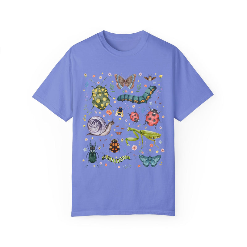 Boho Insect Tee Shirt for Entomologist, Cute Birthday Gift for Friend Who Loves Bugs, 90s Throwback Eclectic Grandma T-Shirt with Flowers - Opal and June