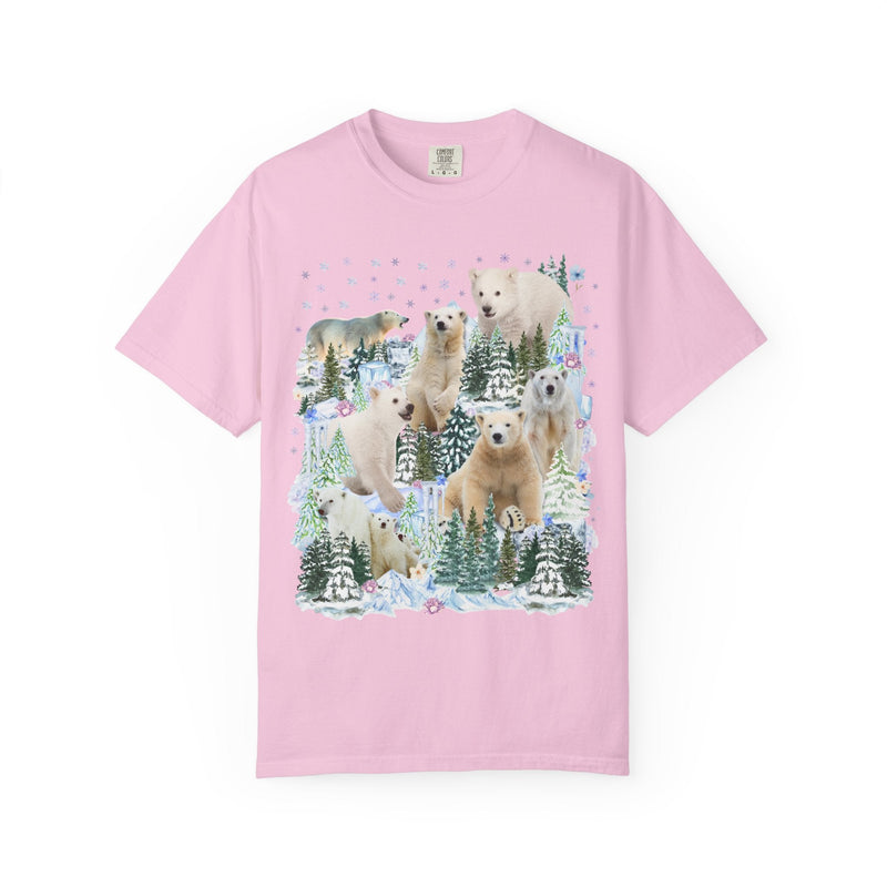 Boho Polar Bear Tee Shirt with Trees, Cute Forestcore Bear Lover Shirt with Snowflakes, Cozy Animal Lover Tee, Nineties Throwback Animal Tee - Opal and June